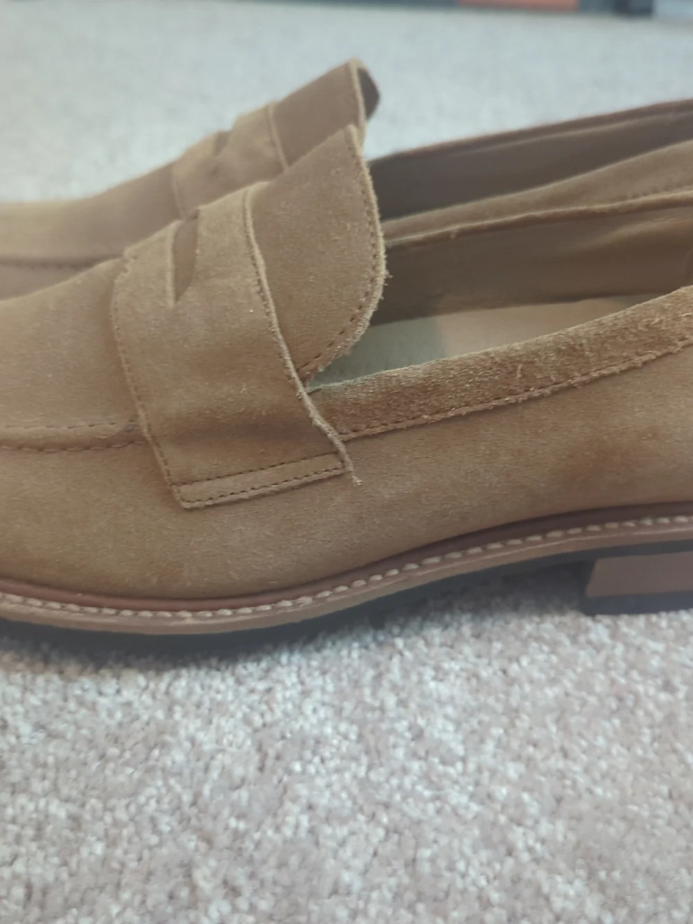Taylor Stitch Light Tan Suede Slip-On Penny Loafers